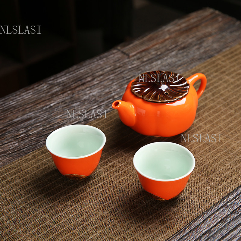 Celadon Ceramic Cup - طقم شاي من السيراميك باللون البرتقالي