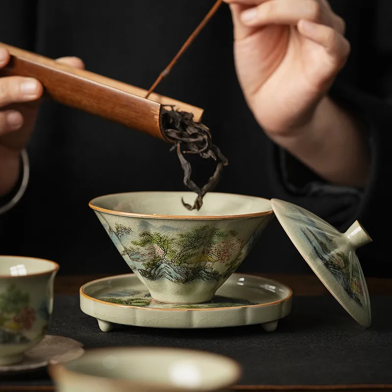كوب شاي جينغدتشن-سيراميك مع قب - مراجعة Celadon Ceramic Cup وسعره