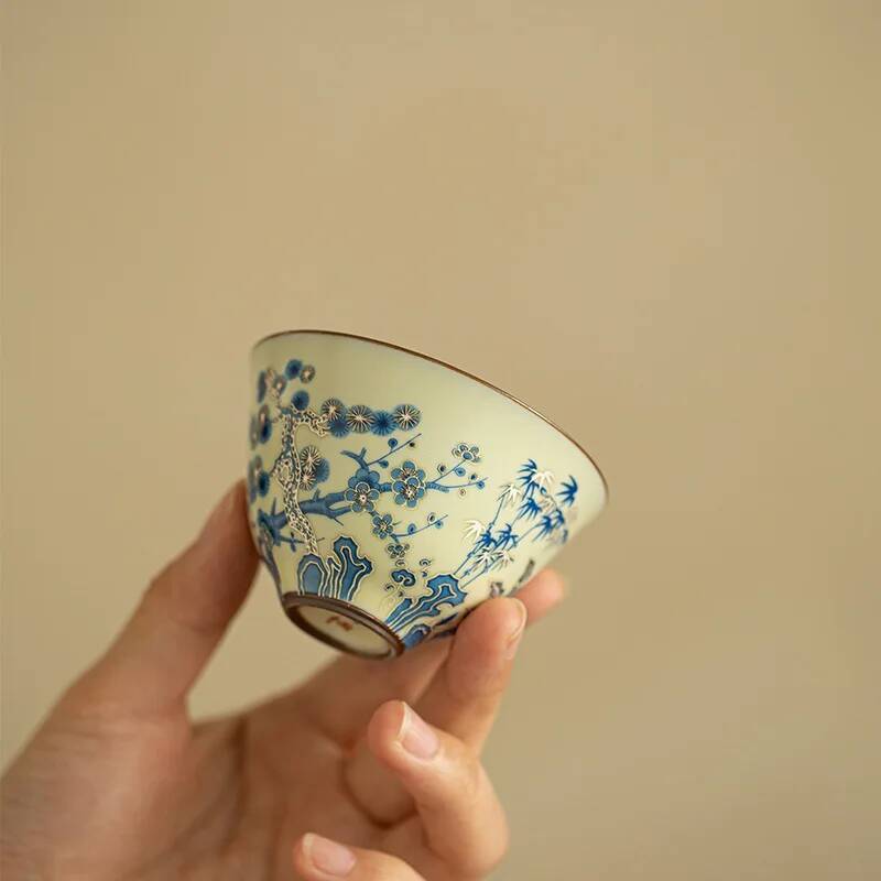 كوب شاي سيراميك أزرق وأبيض، كو - مراجعة Celadon Ceramic Cup وسعره
