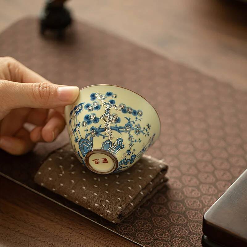 كوب شاي سيراميك أزرق وأبيض، كو - مراجعة Celadon Ceramic Cup وسعره